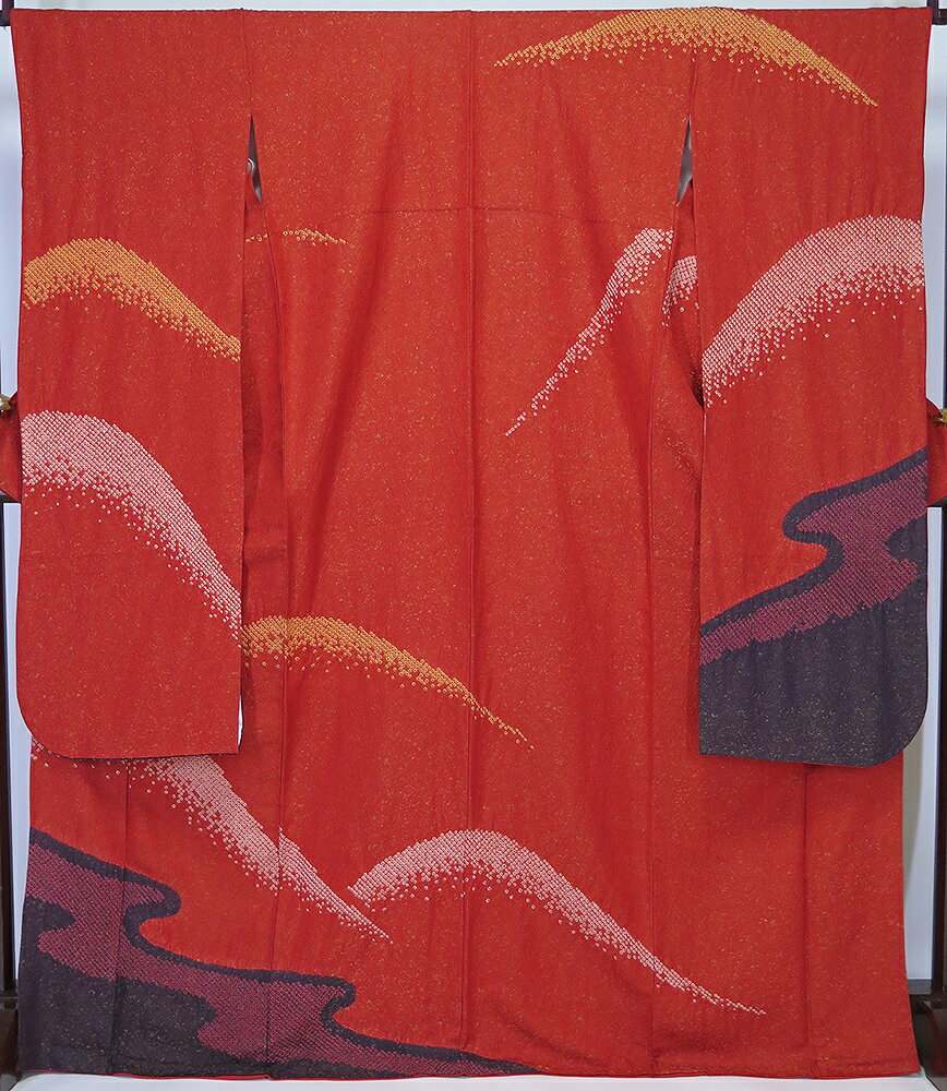 樂天商城 - 【中古】美品　正絹　絞り振袖　赤系