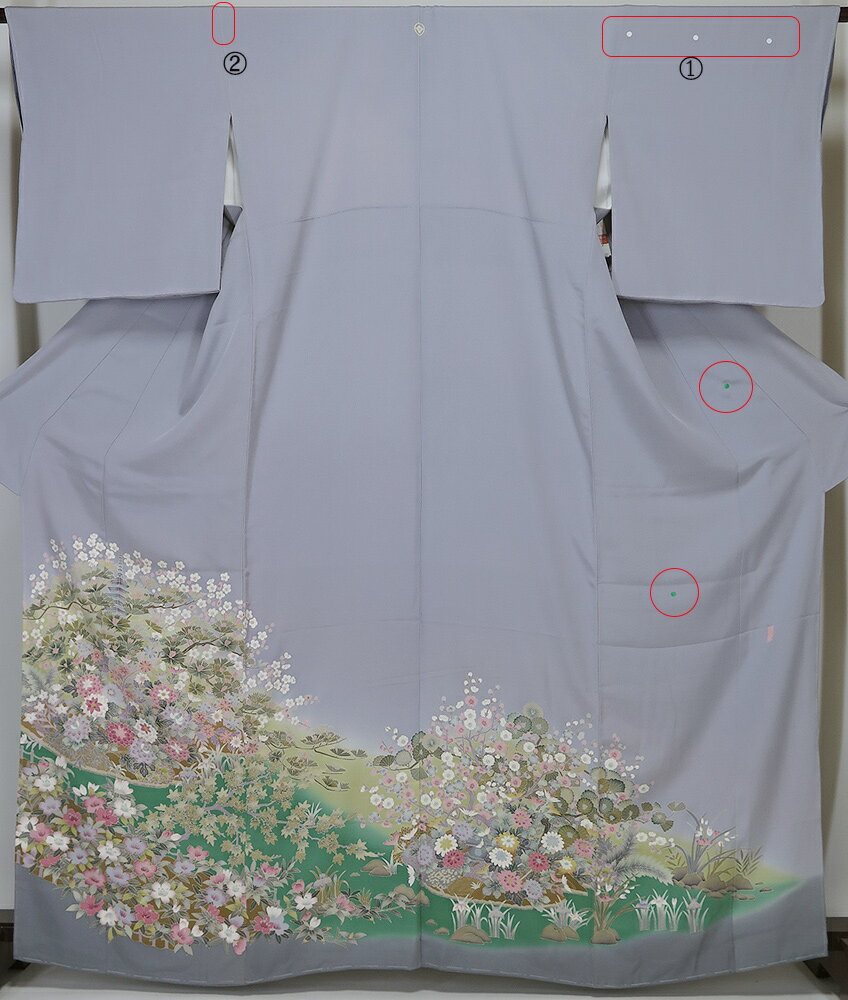 樂天商城 - 【中古】本場加賀友禅　木下信幸　作　色留袖　訪問着仕立て　丸に花菱