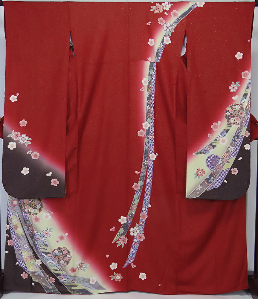Rakuten - 【中古】美品　振袖　赤系