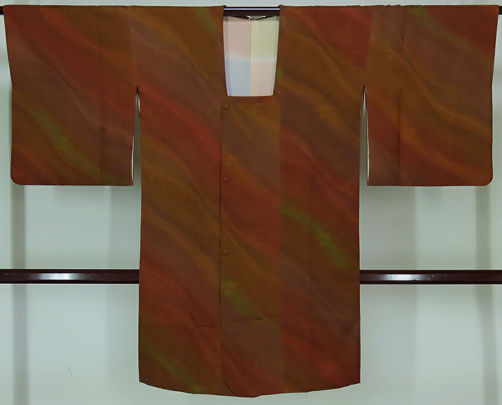 道行コート　紋意匠　赤茶系　【中古】美品