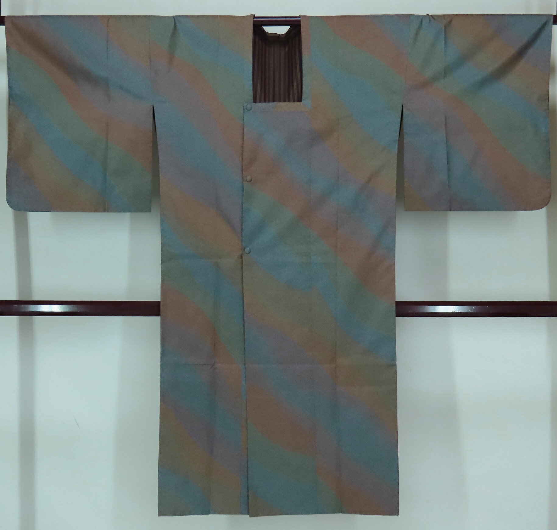 Rakuten - リバーシブル　つむぎ　道行コート 縞大島紬　裄67.5cm　身丈119cm　【中古】美品　k3823687-3241rym