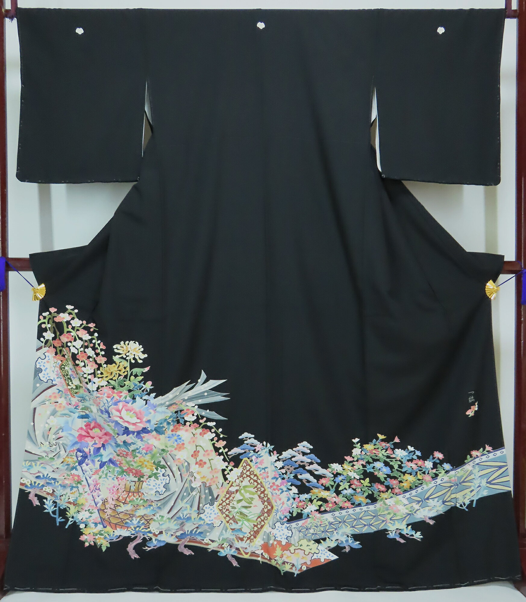 黒留袖 本場加賀友禅 寺西一紘 家紋 蔦 裄67cm 身丈166cm 【中古】美品 k3895837-3398rym