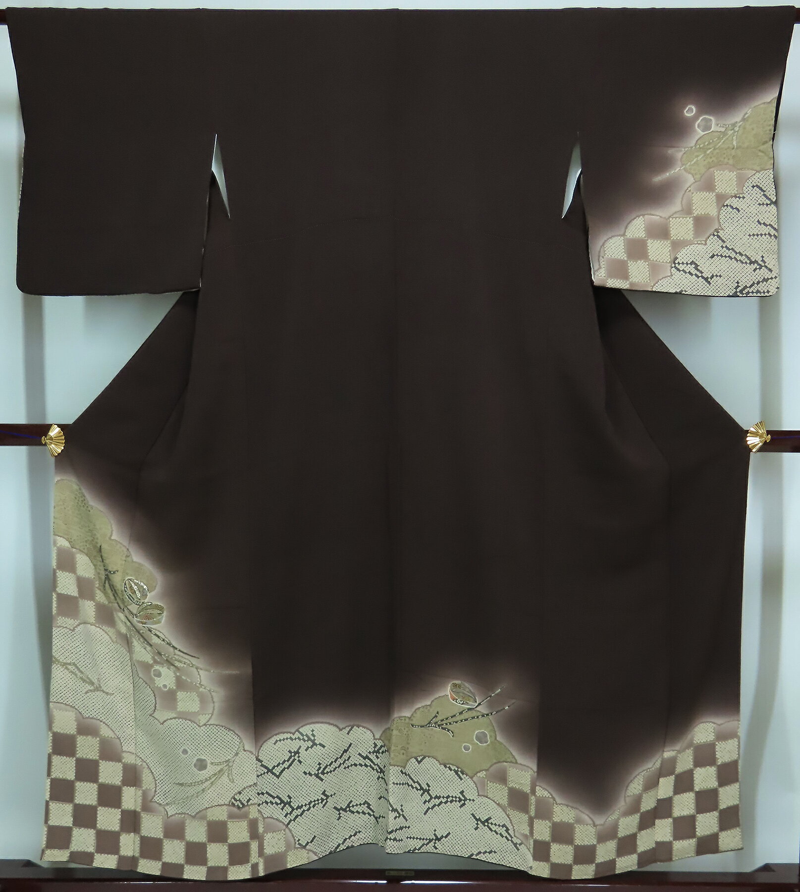 Rakuten - 小さめ　付下げ　袷　ちりめん　身丈148cm　裄66cm　【中古】　k3450hll