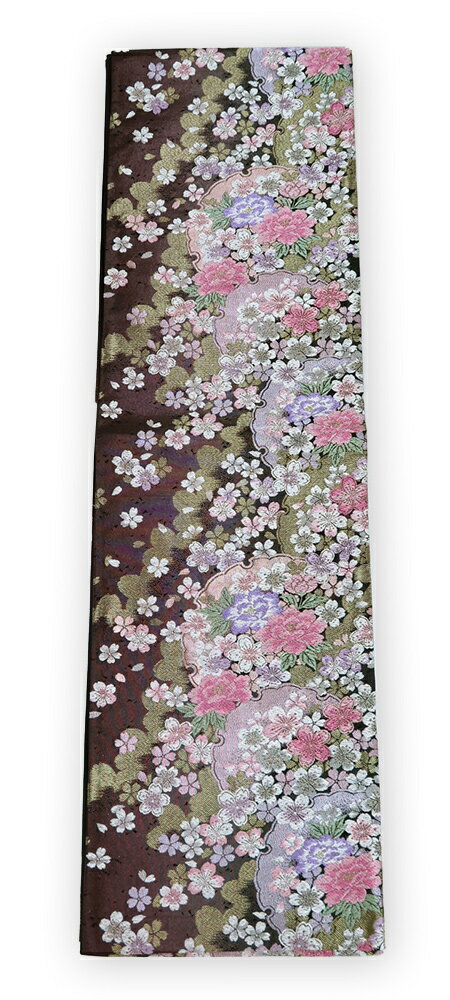 Rakuten - 【中古】美品　振袖用　六通柄　袋帯　雪輪。華文／深いボルドー系