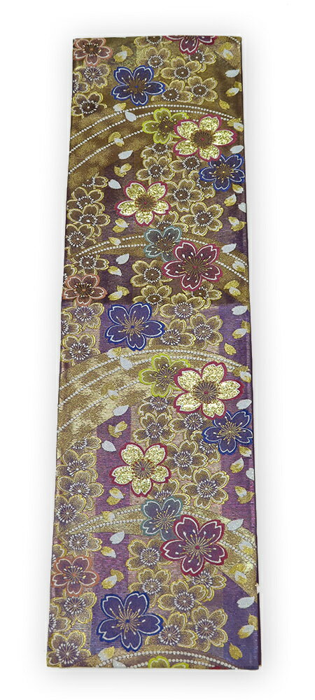 Rakuten - 【中古】美品　振袖用　六通柄　袋帯　桜花文様／パープル系
