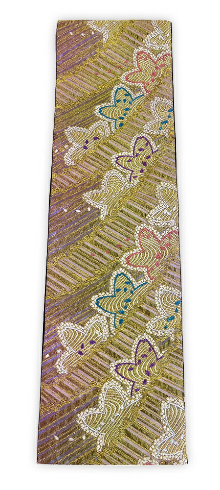 Rakuten - 【中古】美品　振袖用　六通柄　袋帯　桜花文様　金・パステル・ラメ