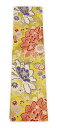 【中古】美品 振袖用 六通柄 袋帯 牡丹・菊花文/黄色
