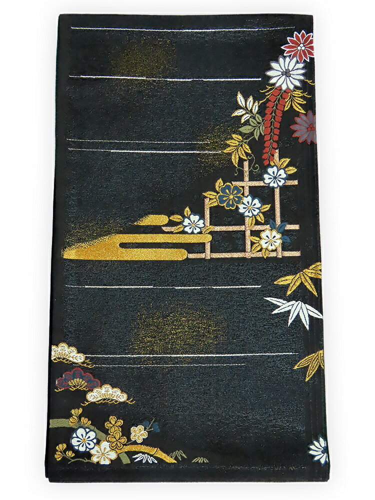 Rakuten - 【中古】美品　染色作家　草野一騎　六通柄　袋帯　黒地