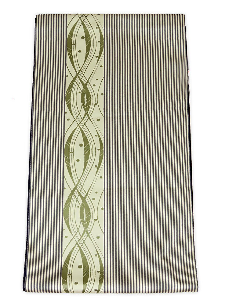 Rakuten - 誂え流れ　未使用品　本場筑前博多織　リバーシブル　全通柄　袋帯　縦縞／唐華縞文様