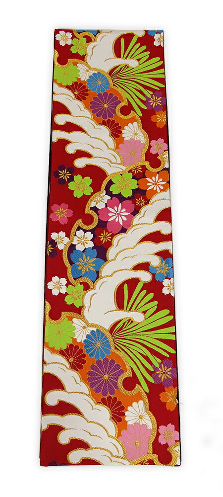 樂天商城 - 【中古】美品　振袖用　六通柄　袋帯　波華文様　赤地