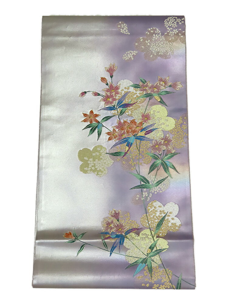 Rakuten - 【中古】美品　引箔　六通柄　袋帯　銀〜紫ぼかしに花文