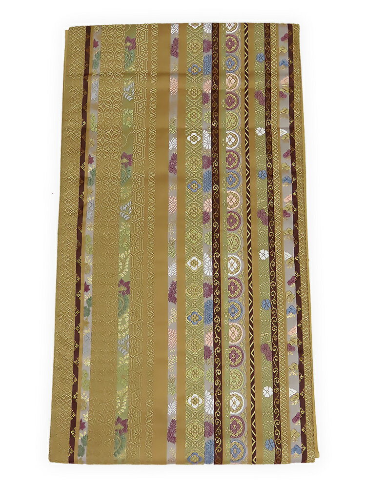 Rakuten - 【中古】美品　六通柄　袋帯　紋柄縦間道　ベージュ地