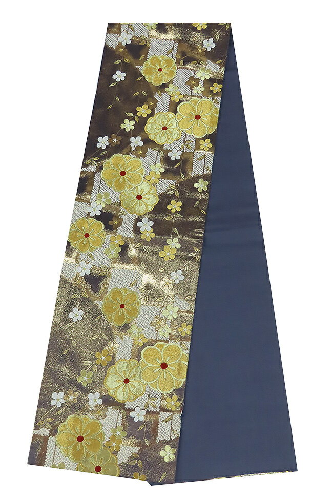 Rakuten - 袋帯　振袖用　六通柄　濃鼠色　桜　鹿の子柄　【中古】美品