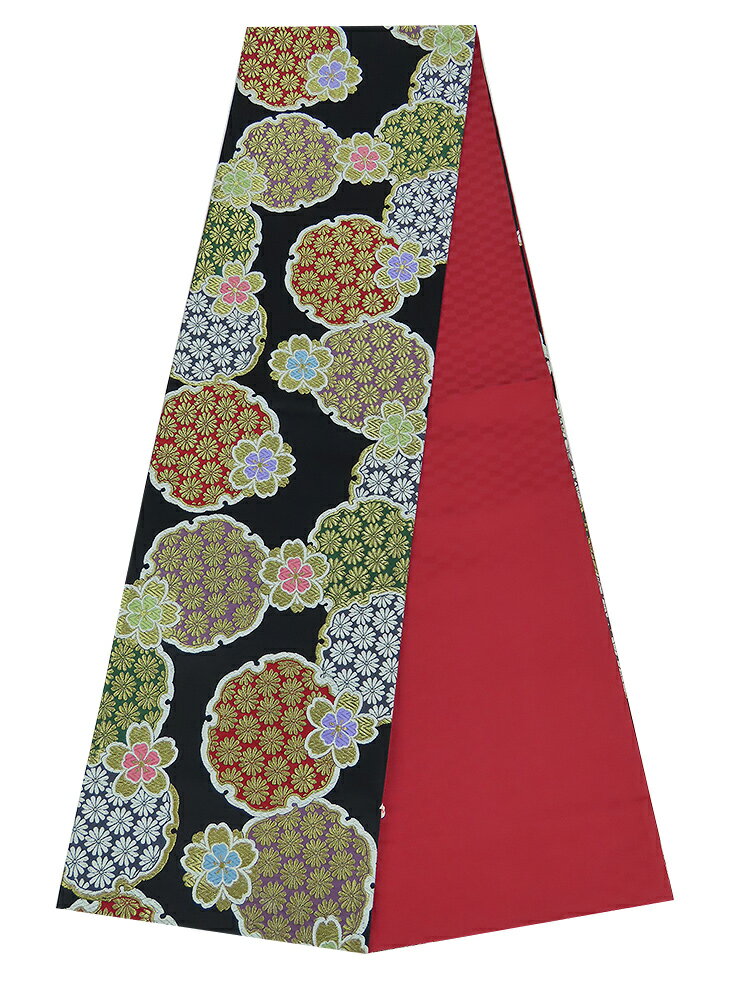 Rakuten - 袋帯　振袖用　六通柄　黒　金　雪輪　花柄　【中古】美品