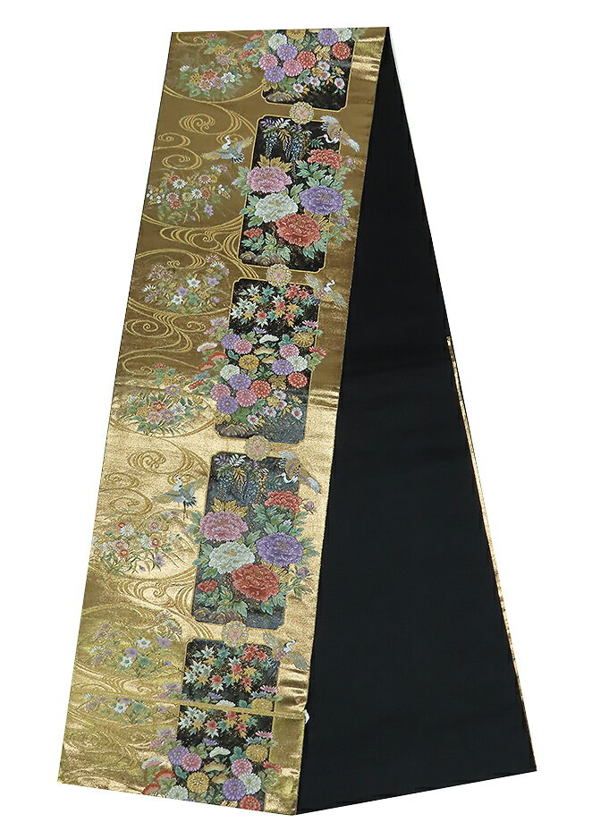 Rakuten - 袋帯　本金箔　長嶋成織物　六通柄　436cm　西陣織　ながしま帯　渋金地　【中古】美品