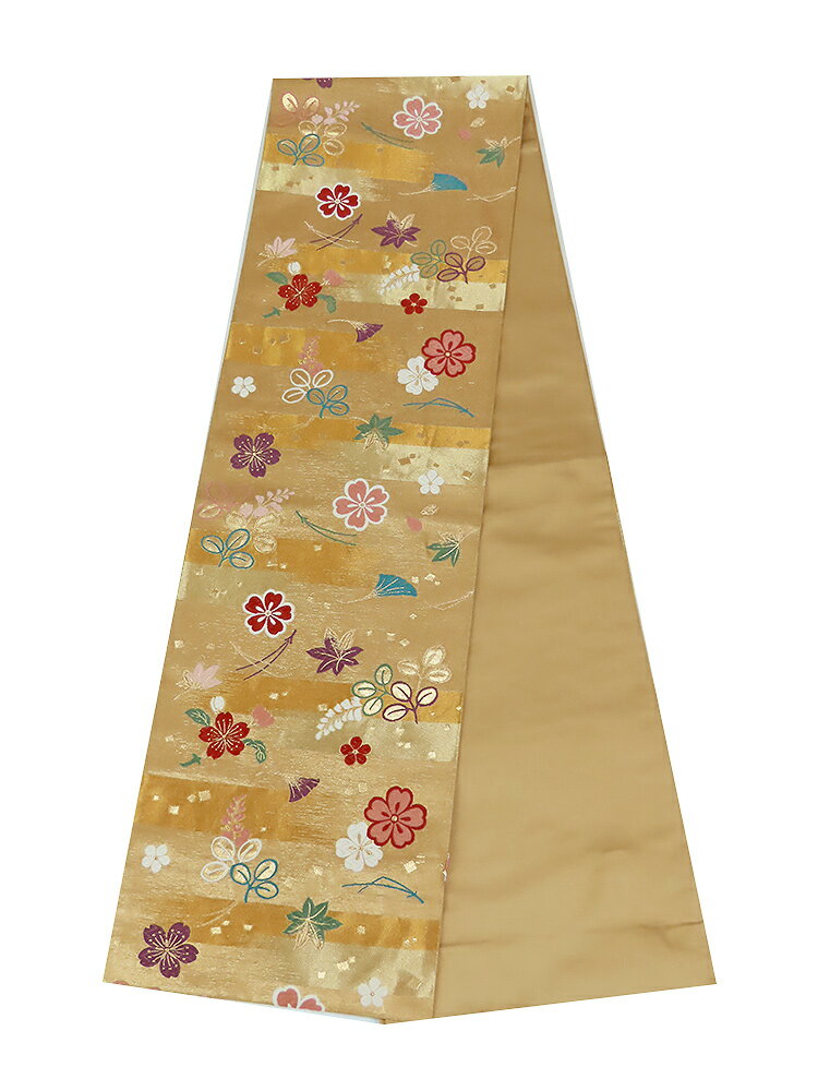 Rakuten - 袋帯　六通柄　草花　金地　約436cm　【中古】美品