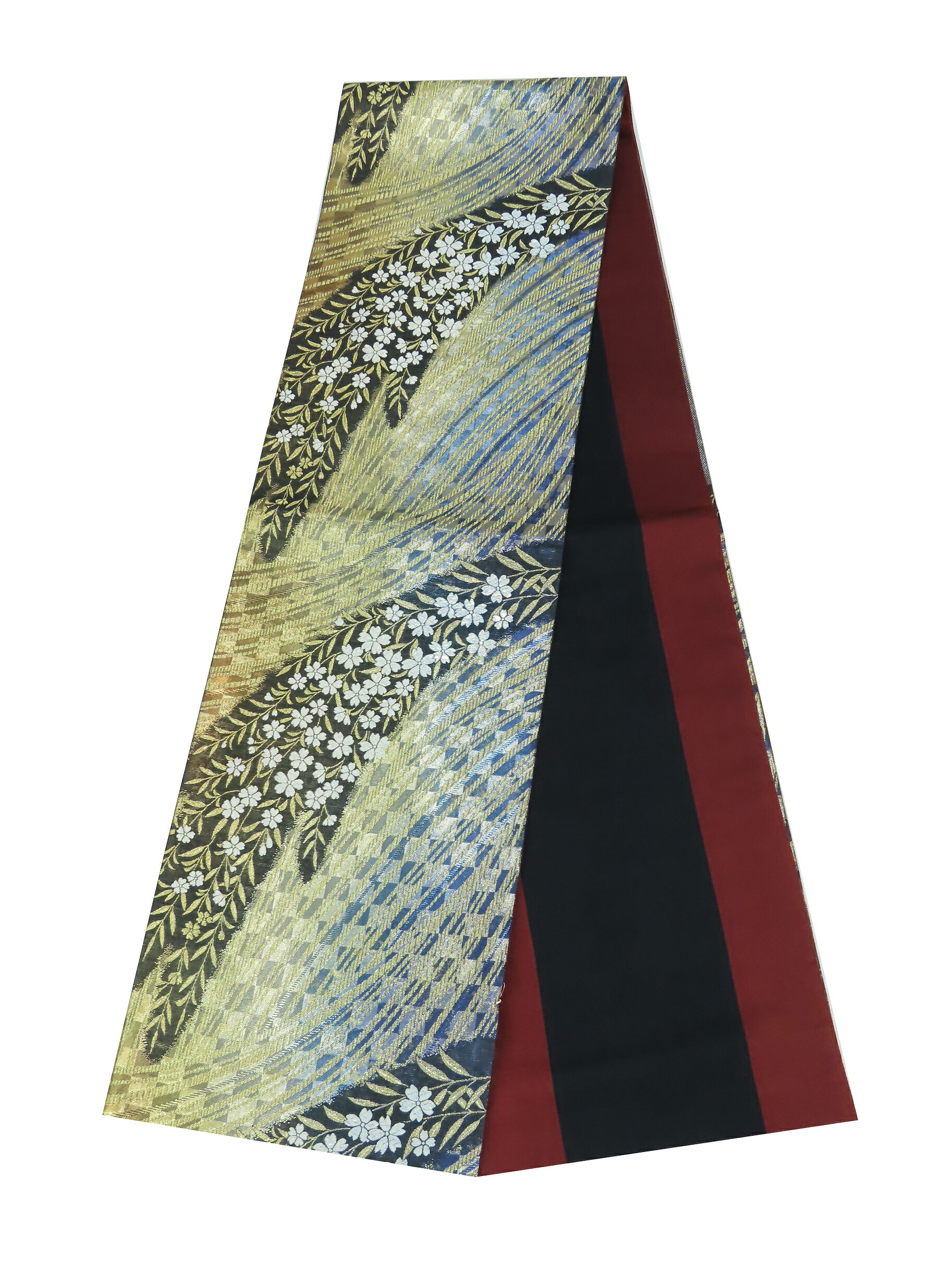 樂天商城 - 袋帯　振袖用　六通柄　金　黒　紺　桜　約448cm　【中古】美品　b3738066-3504rym