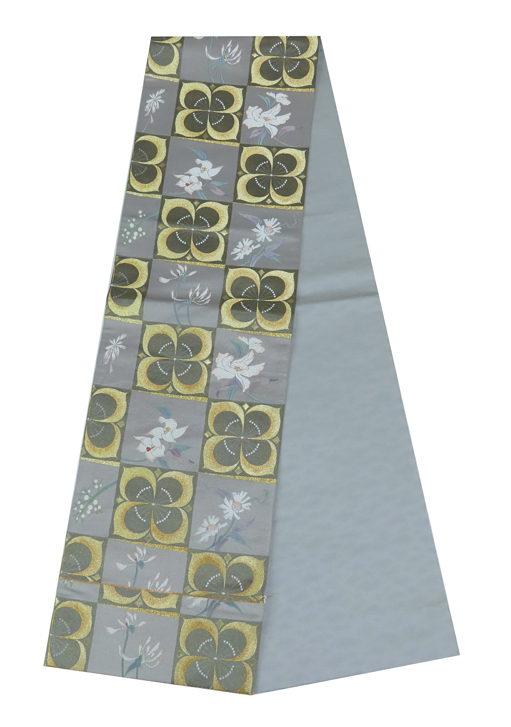 Rakuten - 袋帯　六通柄　唐織風　花柄　445cm　銀鼠　金【中古】美品　b3792280-3519rym