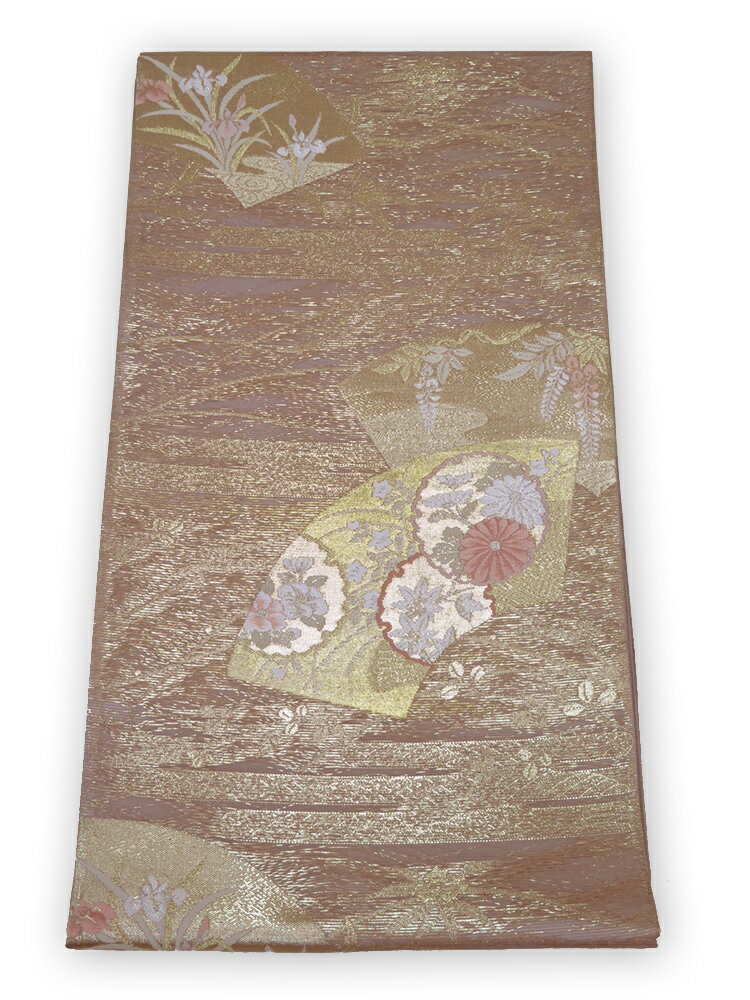樂天商城 - 夏物　【中古】美品　紗　六通柄　袋帯　小豆・茶色系／金