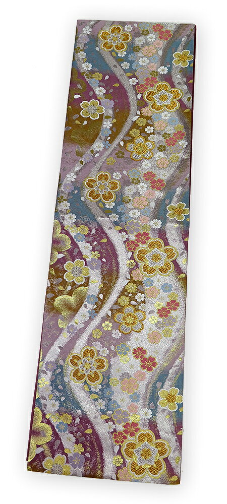 Rakuten - 【中古】美品　振袖用　六通柄　袋帯　桜花文様／ピンク・ブルー