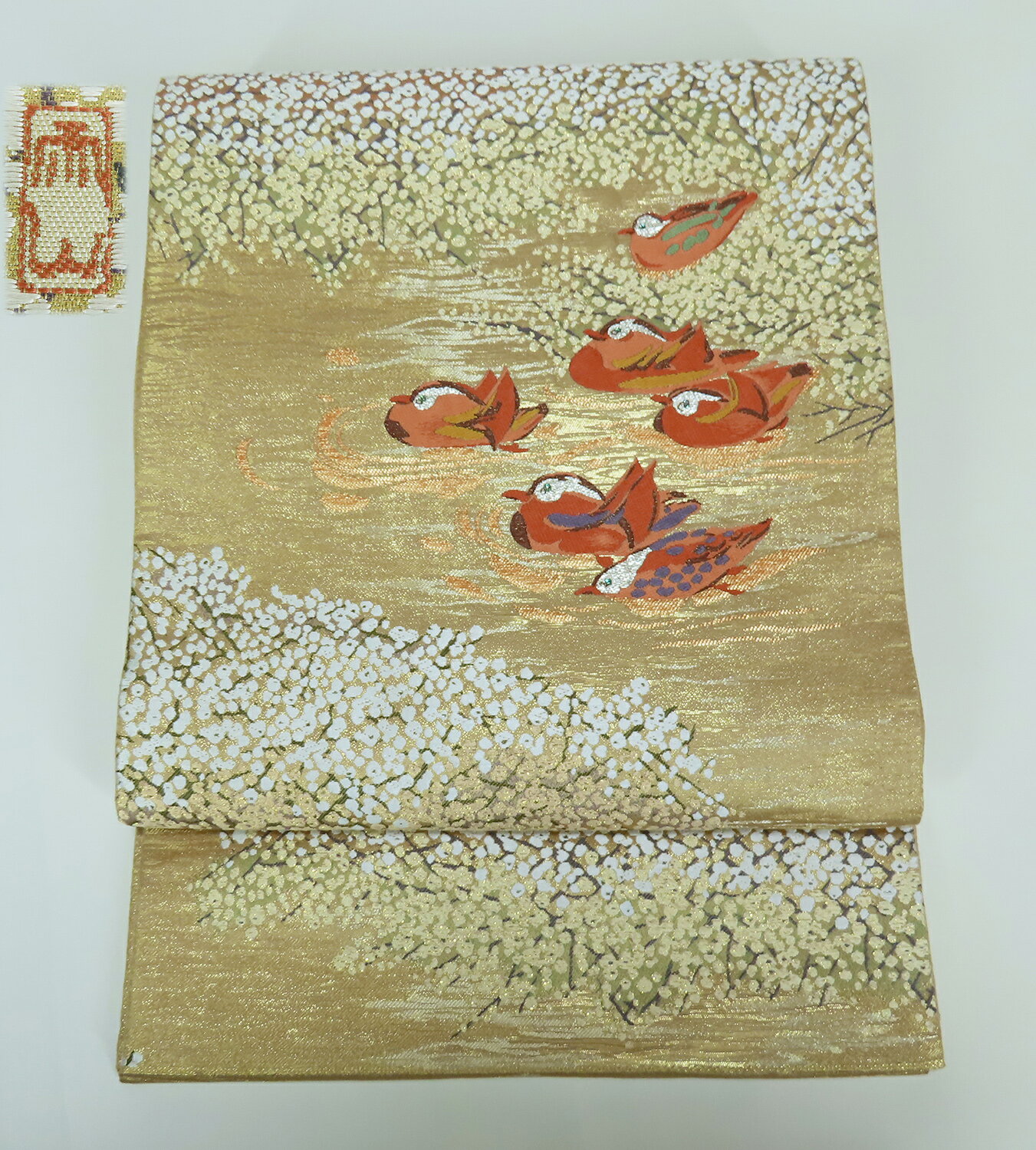樂天商城 - 袋帯　木村雨山　本加賀友禅作家　おしどり　六通柄　 445cm　【中古】美品 ob3634tll