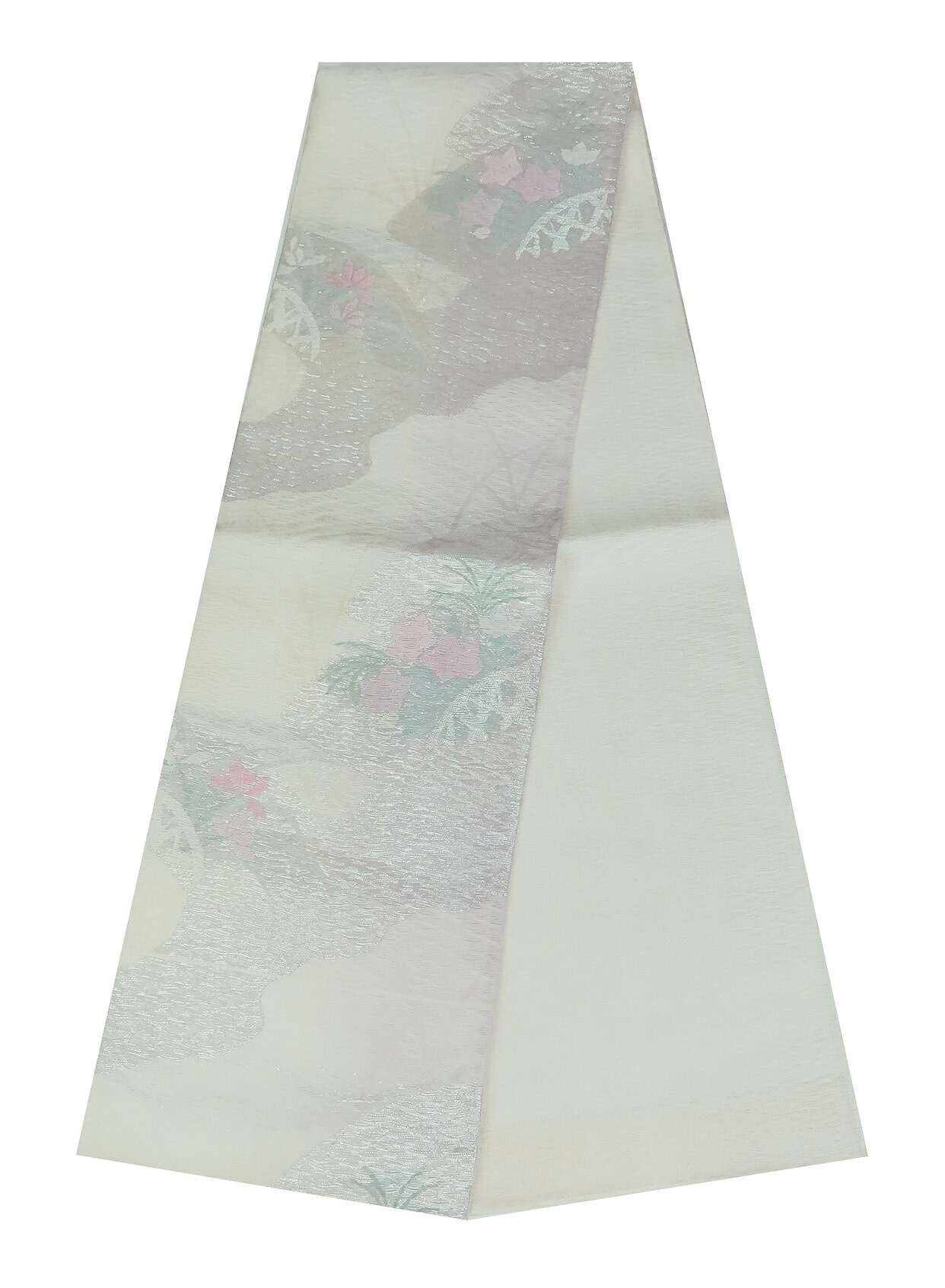 Rakuten - 夏用　紗　六通柄　袋帯　420cm　正絹　ホワイト　【中古】美品　b3650tll