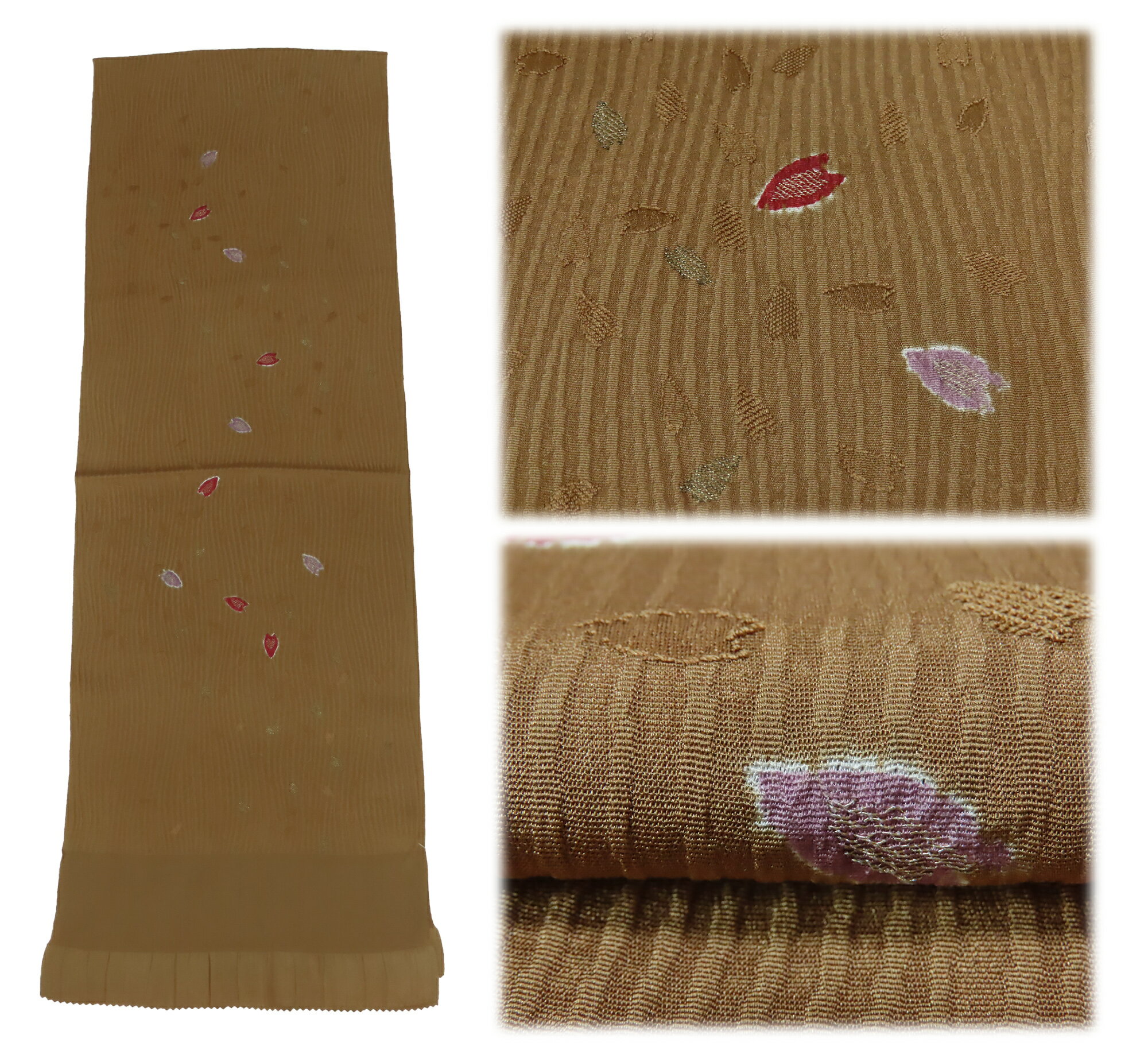 メール便　OR　郵便配送です。 ※郵便は、追跡番号なし ※他のお品と同梱できる場合は、同梱可能 紛失損害の補償なし、「代引不可」です。 補償をご希望の場合、宅配便となりますので、 備考欄に「宅配便希望」と明記して下さい。 通常送料を加算いたします。 紋意匠生地に染を施し、 一部刺繍にてアクセント付けした 帯揚げです。 難なし　新品のお品です。 ■袷・単衣のお着物用 ■状　態：新品 ■素　材：正絹 ■帯揚げ：長さ約180cm前後／巾約29cm前後 ■色：枇杷茶 ※サイズは、多少の誤差あります。 色の表現は、「和色大辞典」・「洋色大辞典」の HPを参考にしている場合もございます。 他のショッピングモール・店舗にて 同時出品中のお品の為、ご注文日が 重なった場合、ご購入時間の早い お客様を優先させて頂きます。 ※お使いのディスプレイの種類や 　 設定の差により実物の色と画像の色が 　 少々異なることもございます。 ※こちらの商品の返品はご遠慮ください。 ※セール割引対象外商品です。