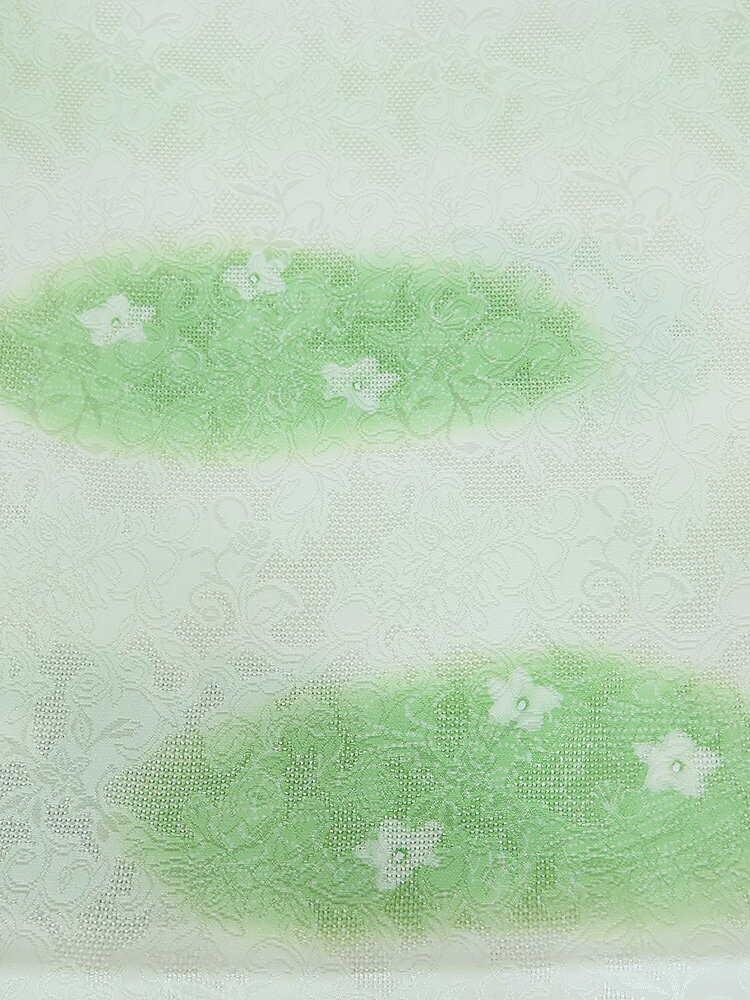 夏用　帯締め帯揚げセット　五嶋紐（平組）丹後ちりめん　帯揚げ　若緑&白　（レターパックプラス配送／代引不可）