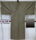 対応身長162cm前後 【中古】美品 紳士 本場特横双大島紬 着物 茶色 証紙なし