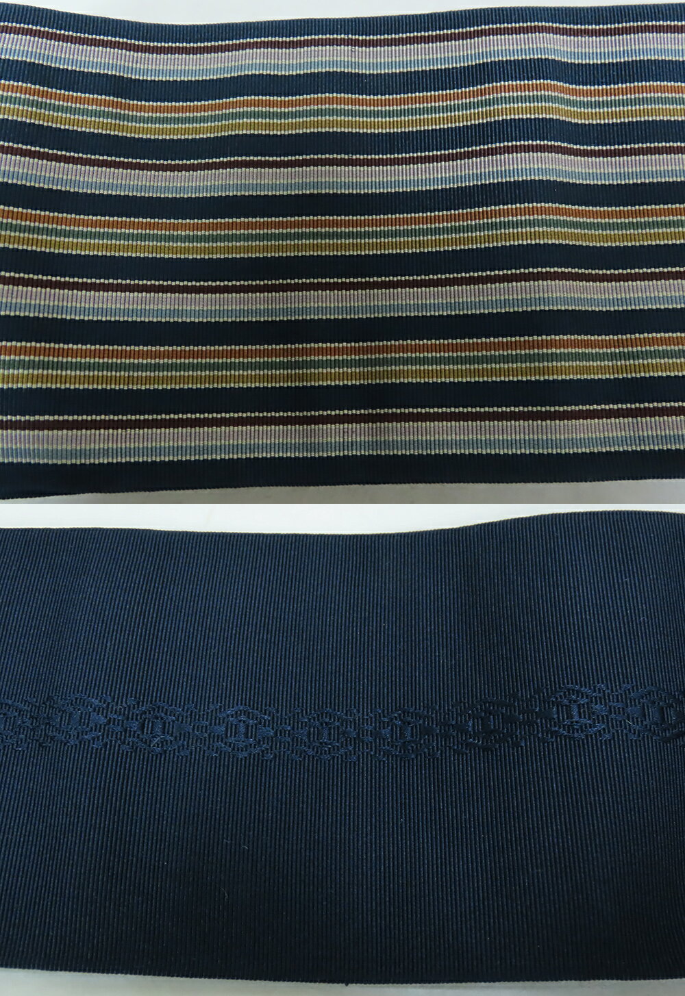 本場筑前博多織 正絹　角帯　リバーシブル　男帯　献上柄 未使用　ob648rym　メール便・クリックポスト（代引不可）