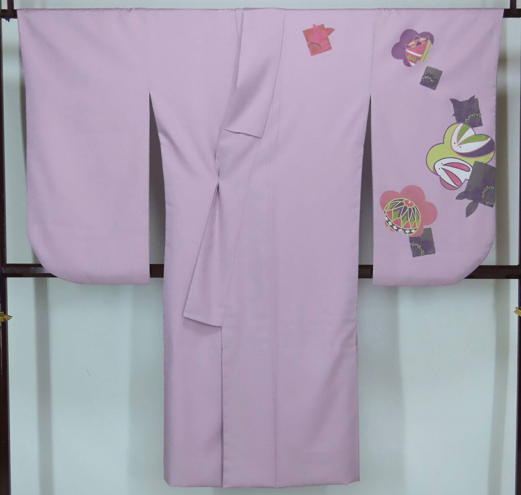 二尺袖 小振袖 ショート丈 ポリエステル 袴用 裄67.5cm 卒業式 大人用【中古】美品 pk3805898-1758rym