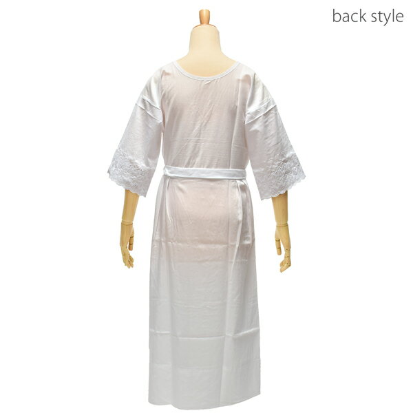 ストレッチスリップ（綿レース袖付）Sサイズ 日本製＜R＞ss2506wkm30