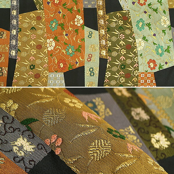 【Prices down2】西陣織袋帯「錦集笹蔦唐花」河崎工房（有） （六通柄） 未仕立て 京都西陣 袋帯 【メール便不可】＜T＞ss2603ofk85