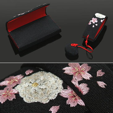 箱せこ「黒色 丸菊、桜の刺繍」結婚式 成人式 刺繍 筥迫 前撮り はこせこ 花嫁打ち掛け飾り 【メール便不可】