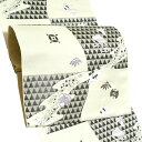 【Prices down2】未仕立て 名古屋帯「鳥の子色 霞に宝尽し」(株)おぐら謹製 正絹帯 小紋、紬、お洒落着に 正絹名古屋帯 六通柄 【メール便不可】<T>ss2506ong10