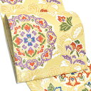 【Prices down4】振袖 袋帯「淡黄色 唐花、華文」未仕立て 正絹帯 西陣織 振袖帯 【メール便不可】<T>ss2506ofr10