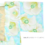 洗える羽織単品「グリーン椿」京都きもの町オリジナルお仕立て上がり羽織S、F、TL、LLの4サイズポリエステル【メール便不可】