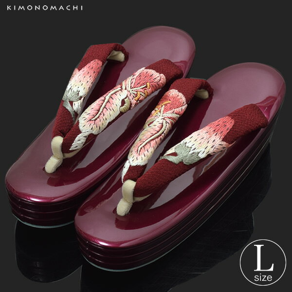 【Prices down3】礼装 草履単品「百合のお花刺繍鼻緒×紫色台」Lサイズ 卒業式の袴に 成人式、結婚式の振袖に 女性草履 【メール便不可】ss2512zbg65