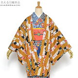 京都きもの町オリジナル羽織単品「金茶色変わり縞」S、F、TL、LL洗える羽織女性羽織レトロポリエステルアンティーク調ブラック縞【メール便不可】