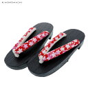 【Prices down2】女性 下駄単品「赤色 桜」フリーサイズ(Lサイズ)、LLサイズ 夏祭り、花火大会、夏フェス 浴衣下駄 婦人下駄 【メール便不可】ss2506wkm10