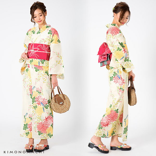 京都きもの町オリジナル 浴衣単品「クリーム菊と...の紹介画像2
