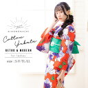 【Prices down2】京都きもの町オリジナル 浴衣単品「オレンジレッド薔薇」S、フリー、TL、LL 花火大会、夏祭り、夏フェスに 女性浴衣 お仕立て上がり...