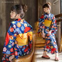 (浴衣SALE最大77%OFF 7/17迄)【Prices down2】京都きもの町オリジナル 浴衣単品「青色 枝垂れ桜に笠」S、フリー、TL、LL 綿浴衣 浴...