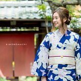 京都きもの町オリジナル浴衣単品「ブルー薔薇」S、フリー、TL、LLレトロ女性浴衣花火大会、夏祭り、夏フェスに【メール便不可】