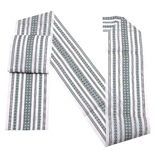 50 Off 夏 八寸帯 白 緑色 献上柄 お仕立て上がり帯 ポリエステル帯 夏帯 カジュアル帯 H メール便 Ss2103ong10 超大特価 Alkanzyegy Com