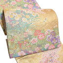 【Prices down4】礼装 袋帯「ゴールド 波に草花」未仕立て 正絹帯 礼装帯 フォーマル 【メール便不可】<T>ss2506ofr10