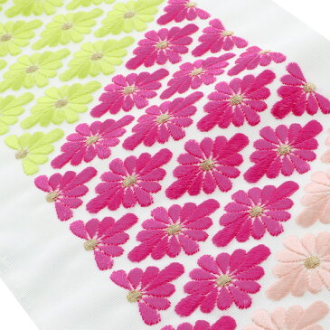 【成人式振袖小物SALE最大70%OFF】刺繍 半衿「黄緑×赤紫×ピンク 菊菱」刺繍半襟 前撮り、成人式の振袖に 振袖衿 振袖小物 <H>【メール便不可】