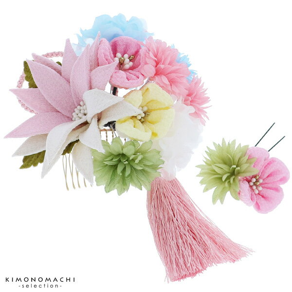 (成人式卒業式最大70％1/8迄)【Prices down5】【髪飾り 成人式 卒業式】振袖 髪飾り2点セット「桃 ピンク色 お花、房飾り」お花髪飾り コーム髪飾り 振袖髪飾り フラワーコーム （4005）＜H＞【メール便不可】 ヘアアクセサリーss2512wkk25