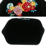 刺繍がま口バッグ単品「黒色毬」振袖バッグちりめん刺繍和装バッグがま口バッグ<H>【メール便不可】