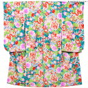 【Prices down4】式部浪漫 ブランド 七五三 四つ身「青緑色 扇 古典花柄」Shikibu Classic 七五三 女の子 四つ身 七五三祝い 【メー...